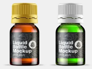 amber glass medicine bottle mockup