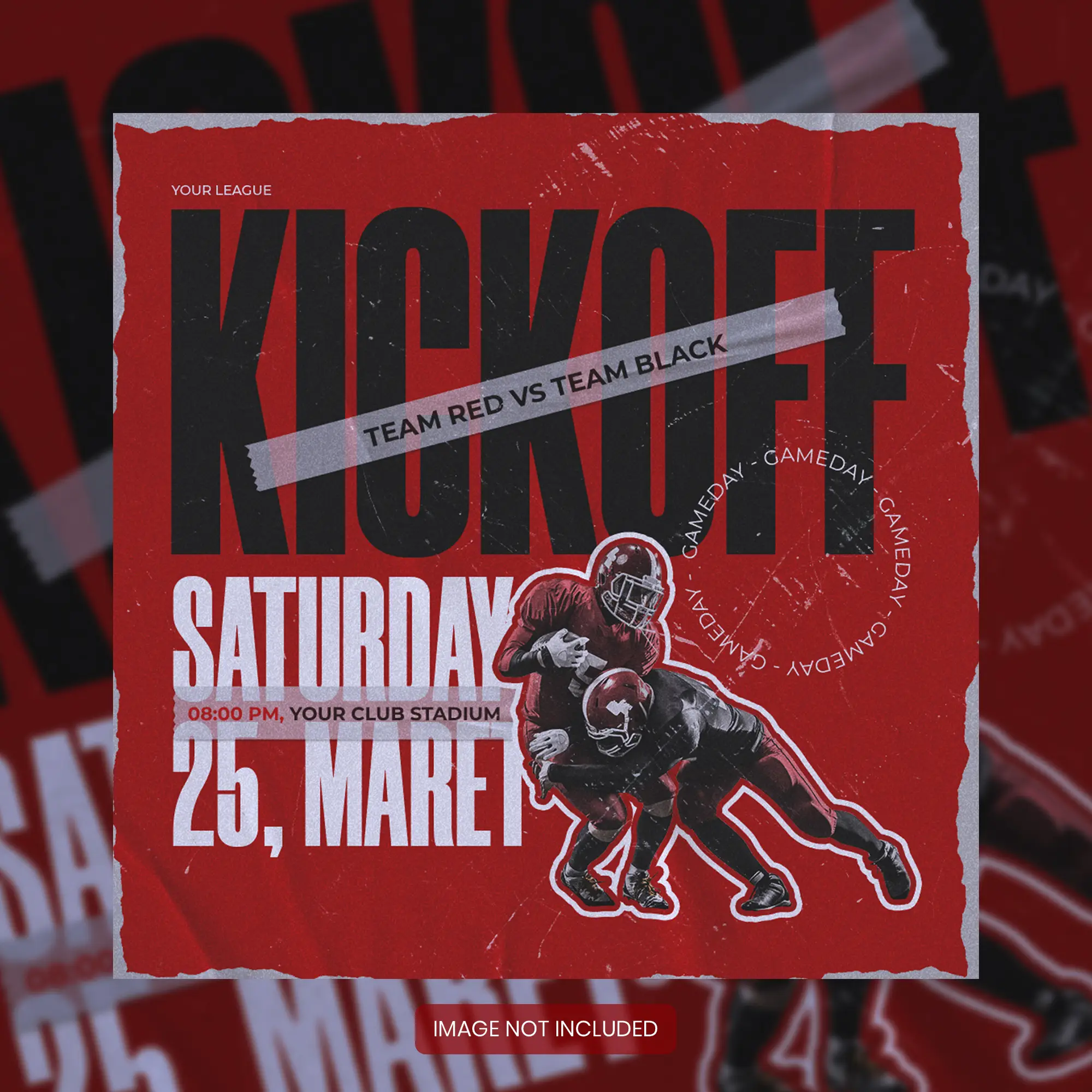 American Football Gameday Schedule Club Square Social Media Banner Or Flyer