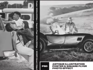 antique illustration photo effect