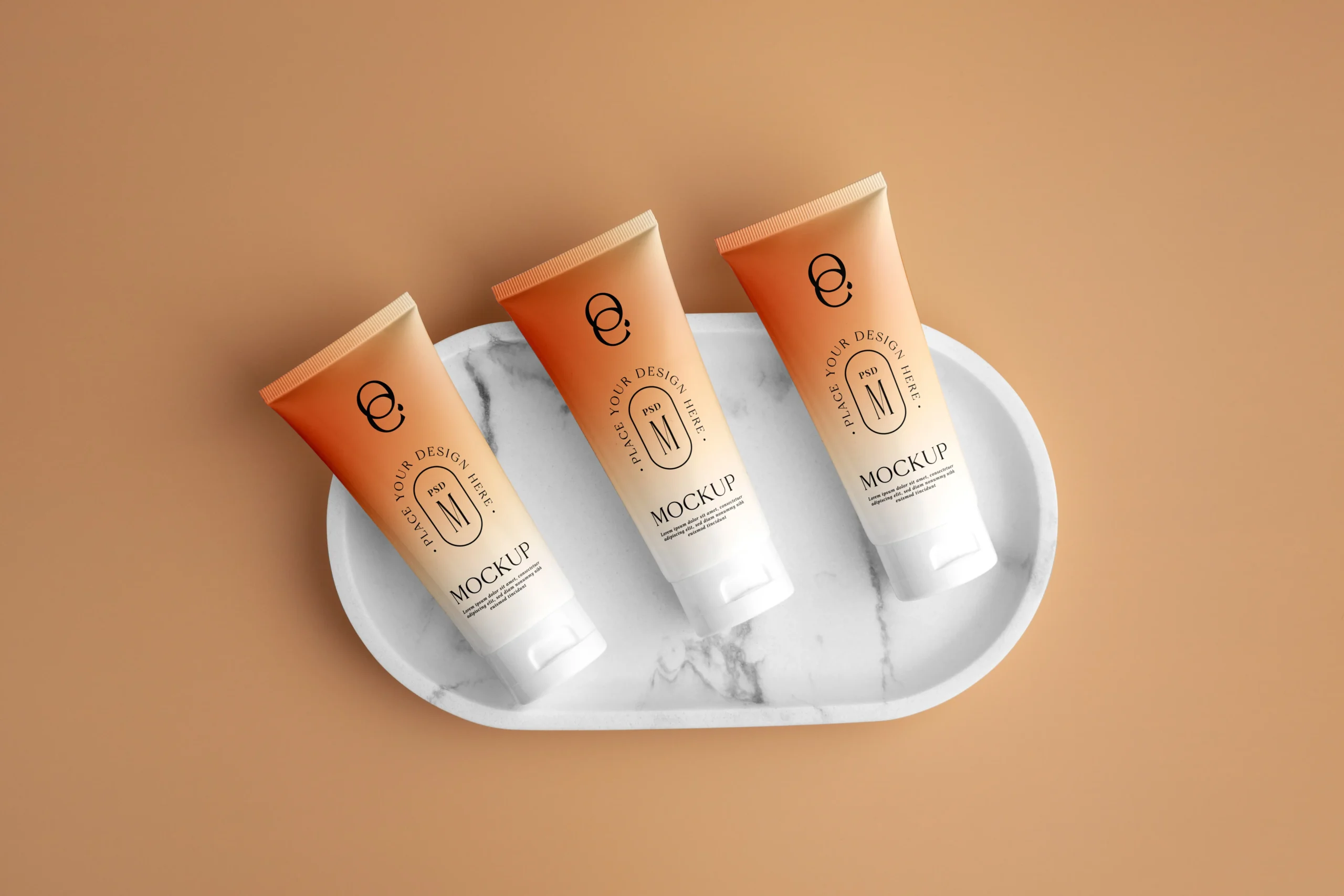 apricot color cosmetic products mockups 14