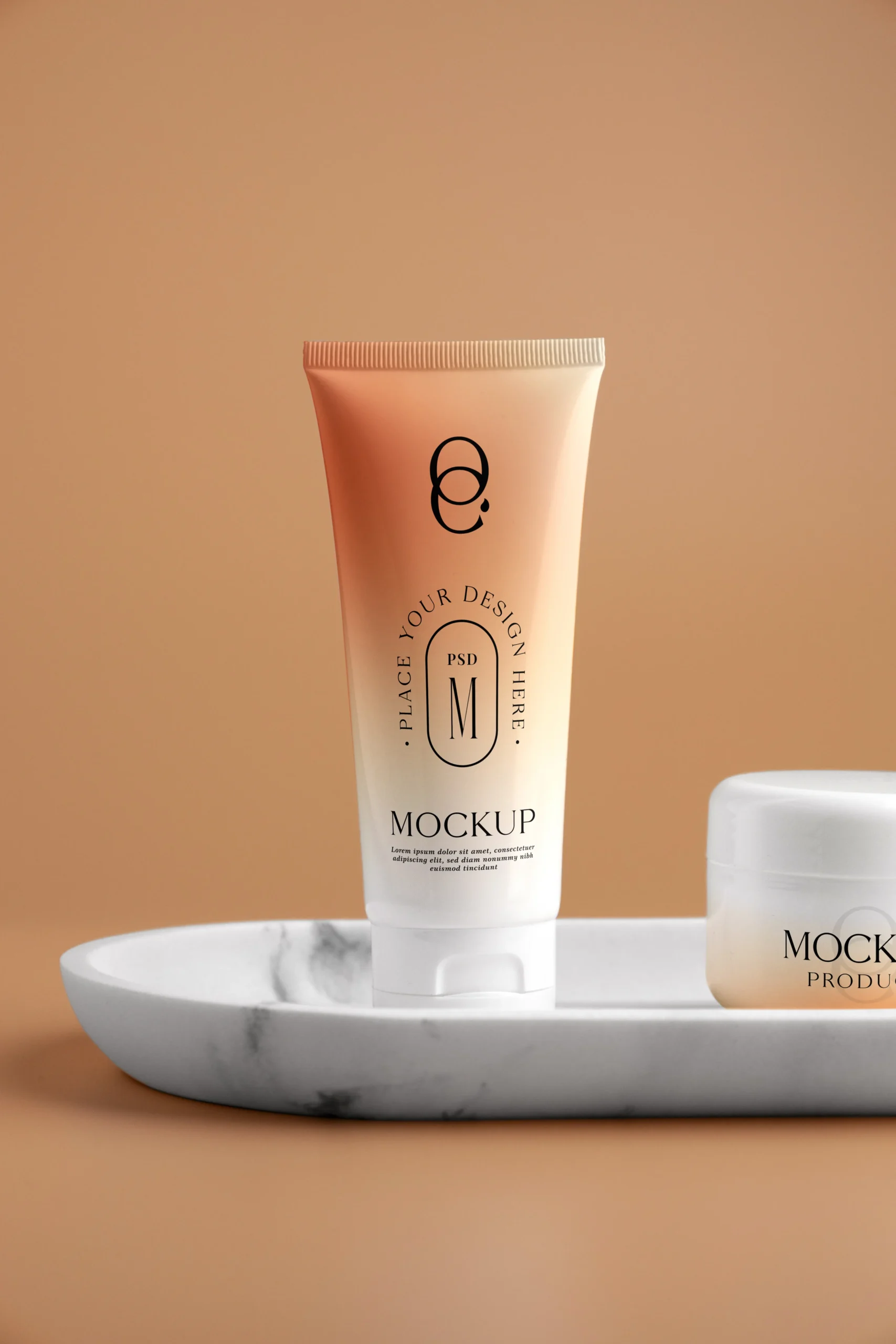 apricot color cosmetic products mockups 19
