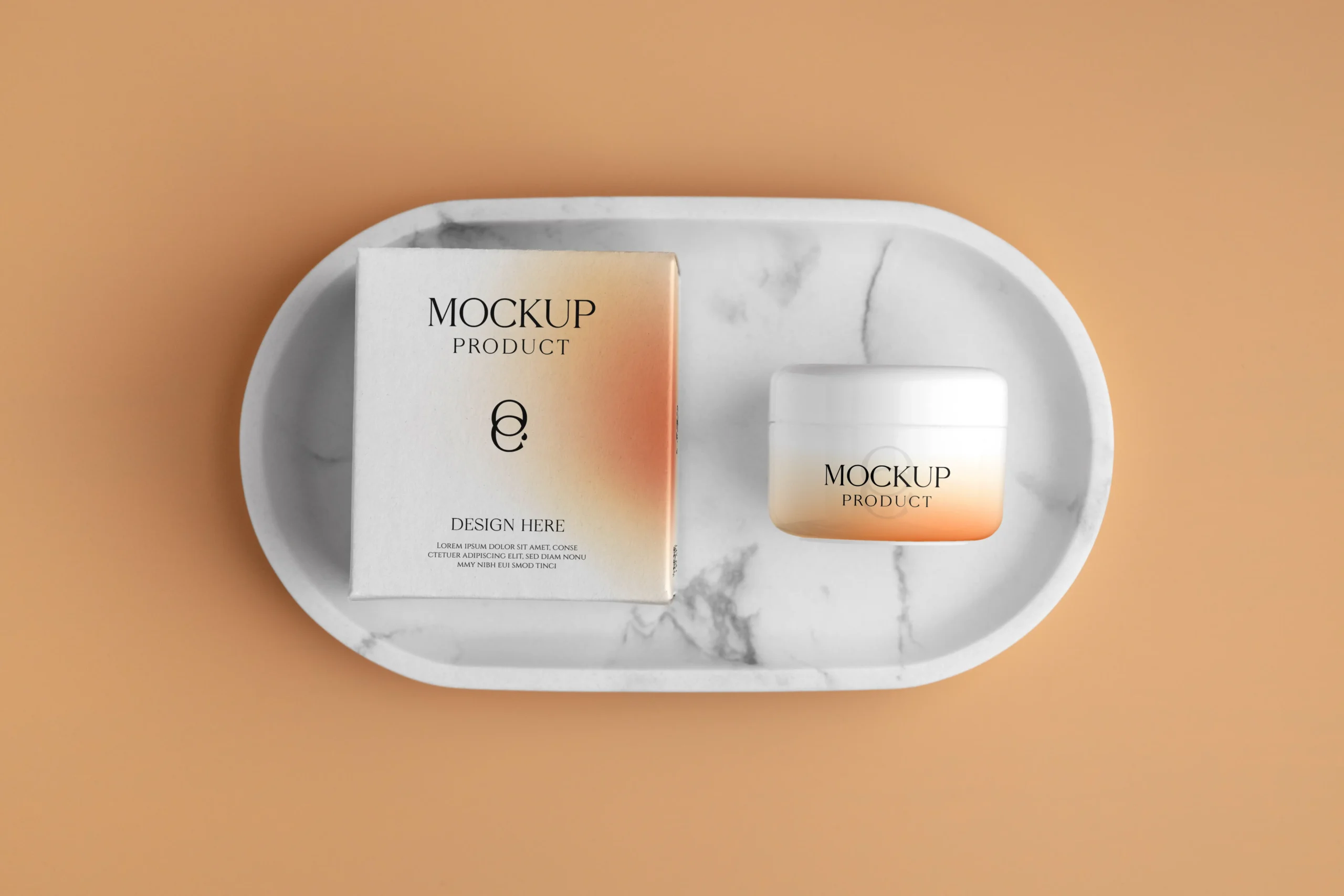 apricot color cosmetic products mockups 8