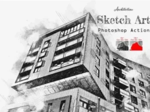 architecture sketch art photoshop action
