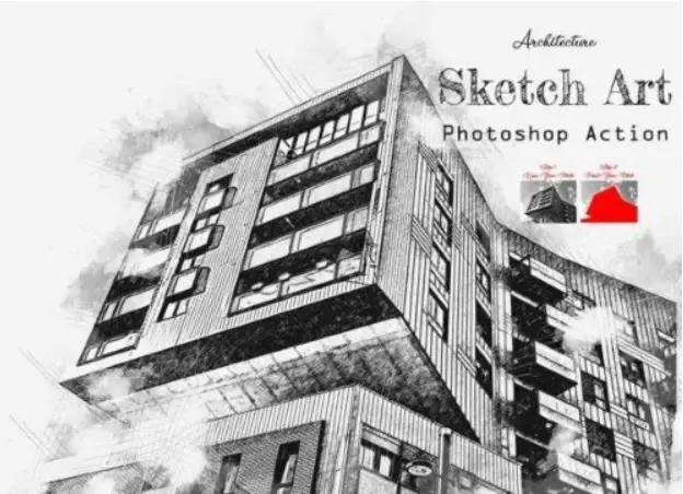Architecture Sketch Art Photoshop Action