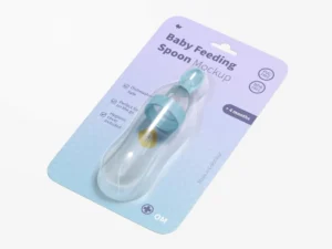 baby squeeze feeding spoon blister mockup
