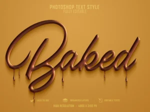 baked 3d text style effect template premium psd