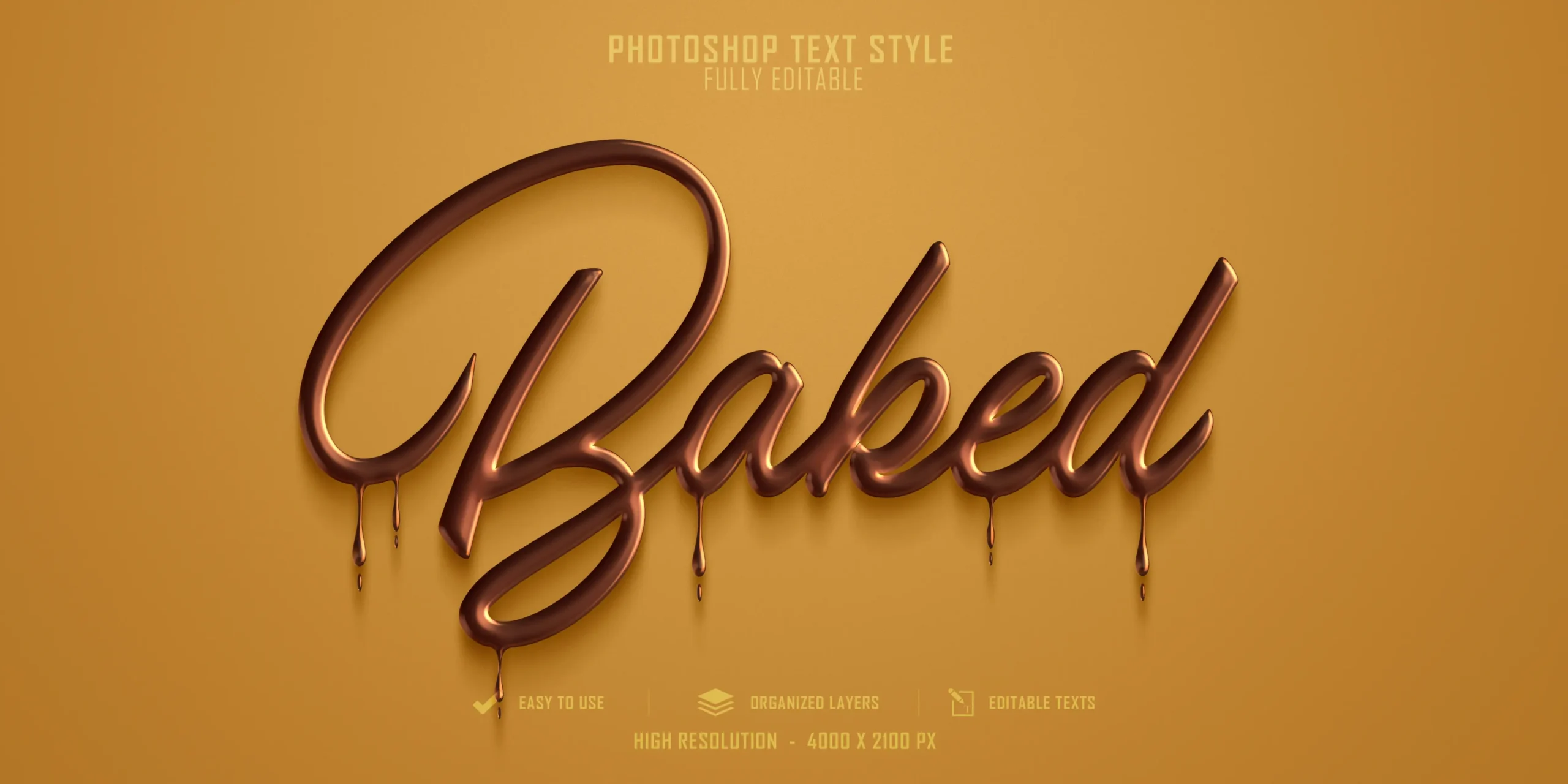 Baked 3D Text Style Effect Template Premium Psd