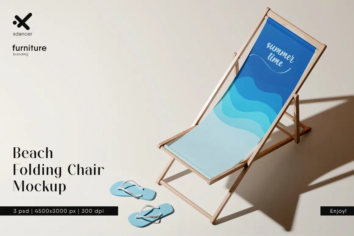 Beach Folding Chair Mockup