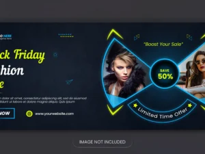 black friday new fashion sale social media facebook cover design and new halloween web banner design