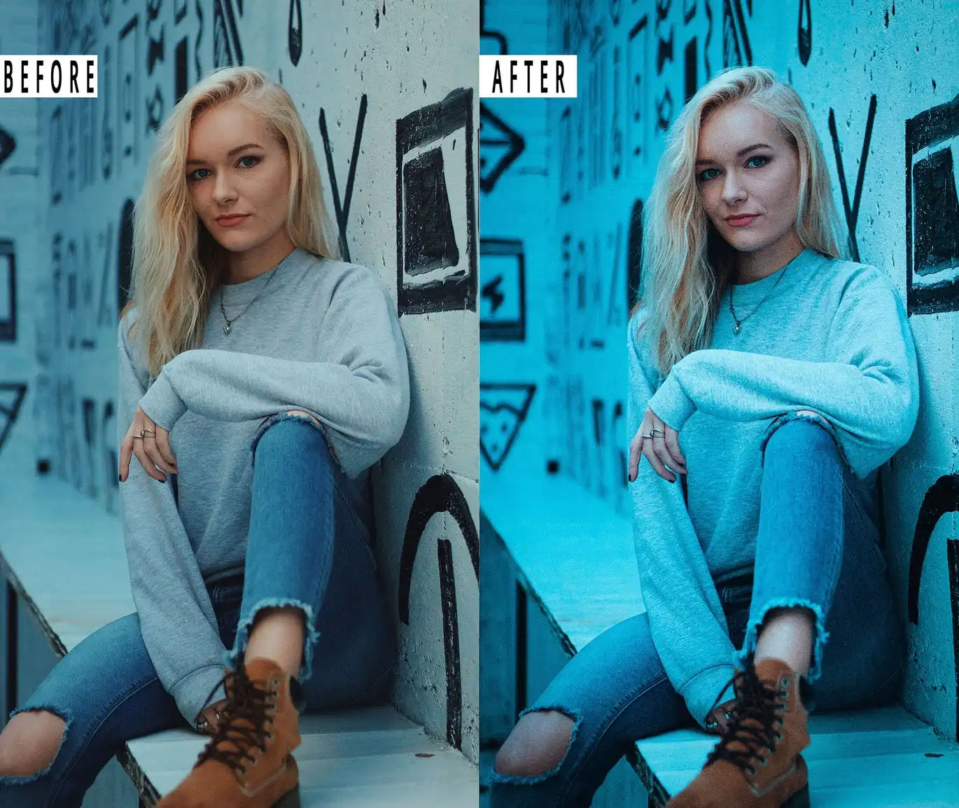 Blue Portrait Photoshop Action & Lightrom Presets 6 blue portrait photoshop action lightrom presets 2