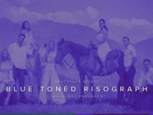 blue toned risograph photo effect