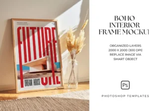 boho interior frame mockup