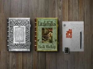 book mockup old antique metal frame