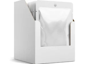 box w pouches mockup half side view