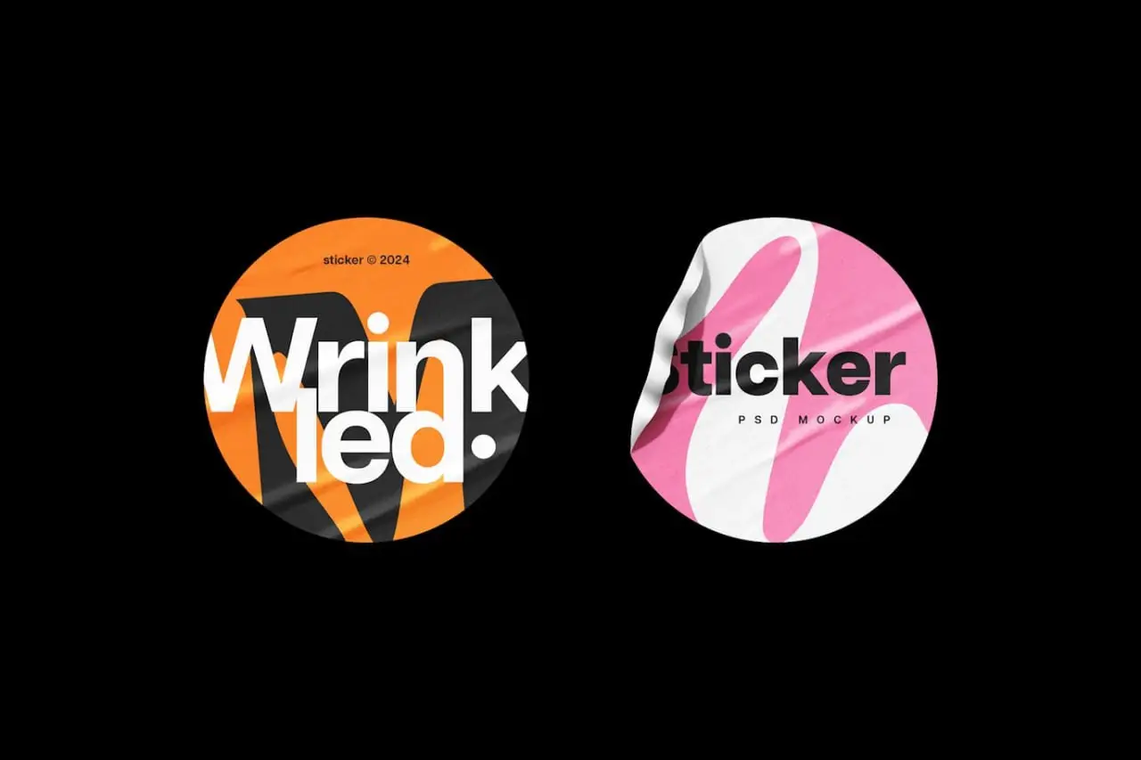Branding Wrinkled Sticker Mockup