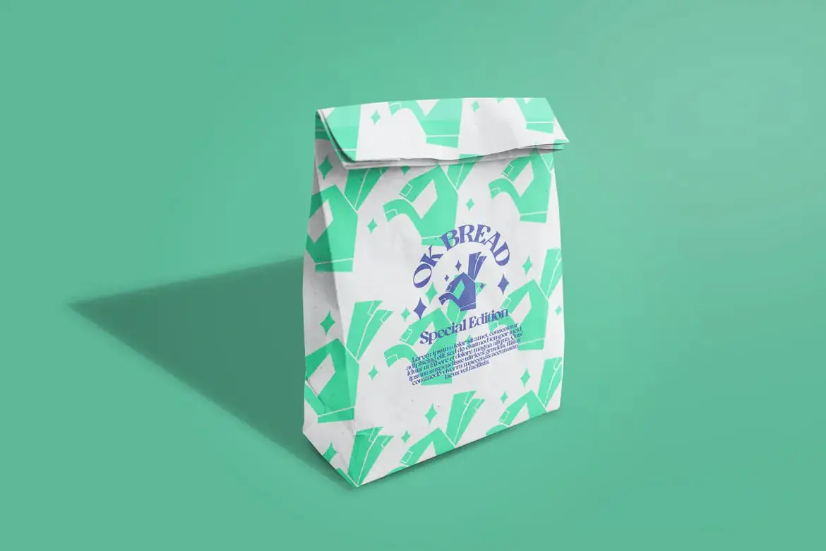 Bread Paper Bag Packaging Mockup