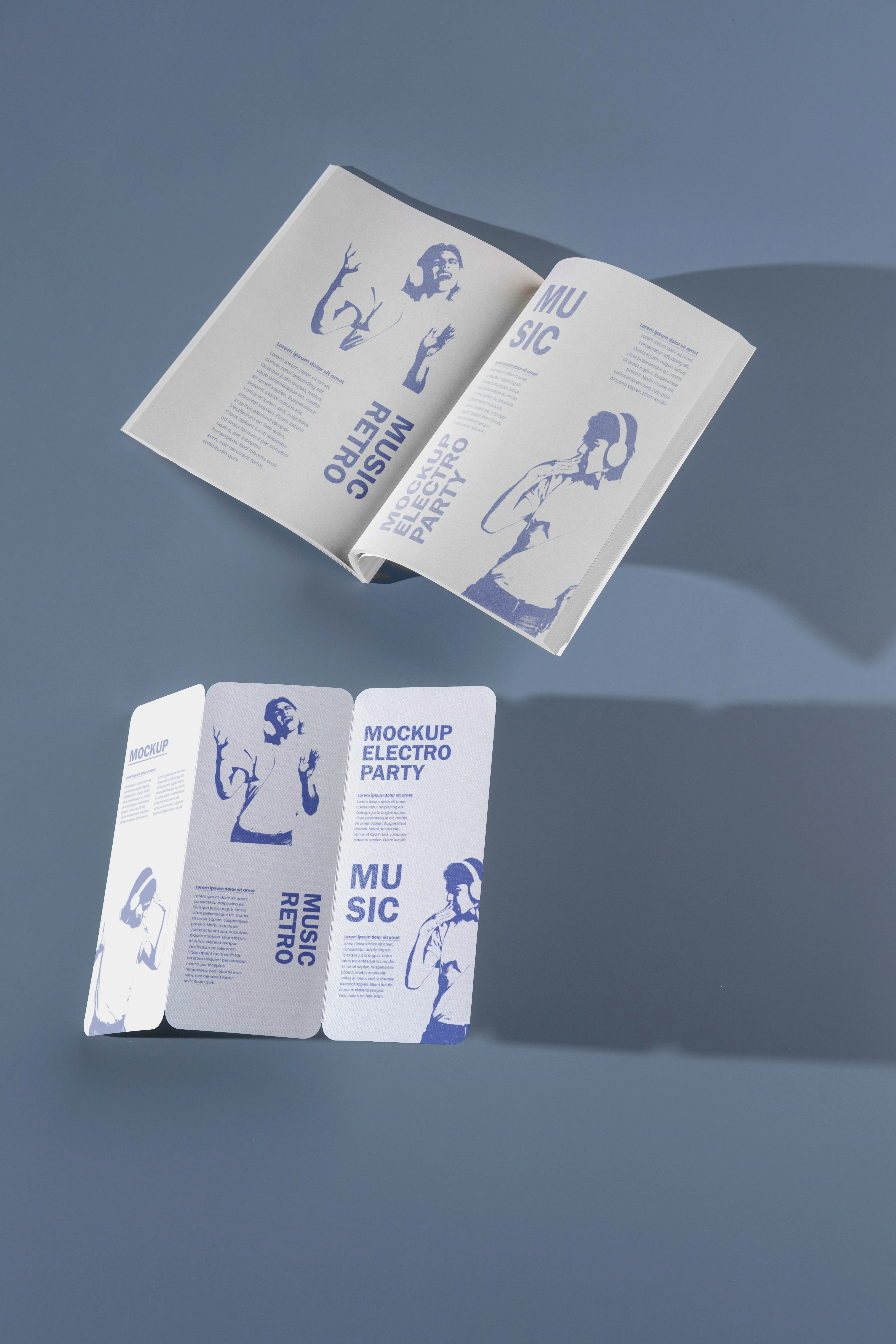 Brochure And Magazine Mock-Up Design With Shadows