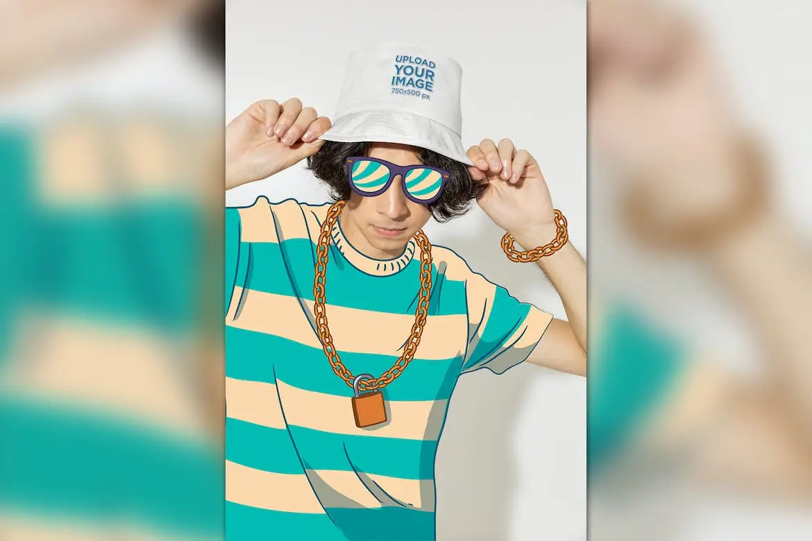 Bucket Hat Mockup Of A Young Man