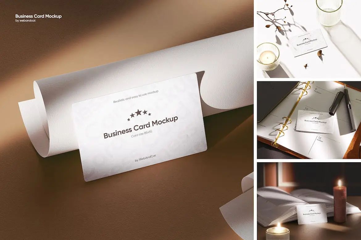 Business Card Mockup With Ambient Shadow