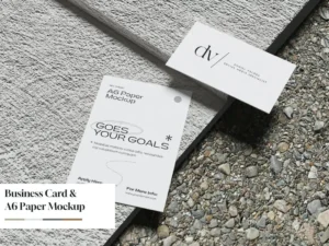 business card and a6 paper mockup