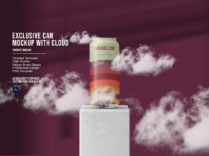 can with cloud mockup