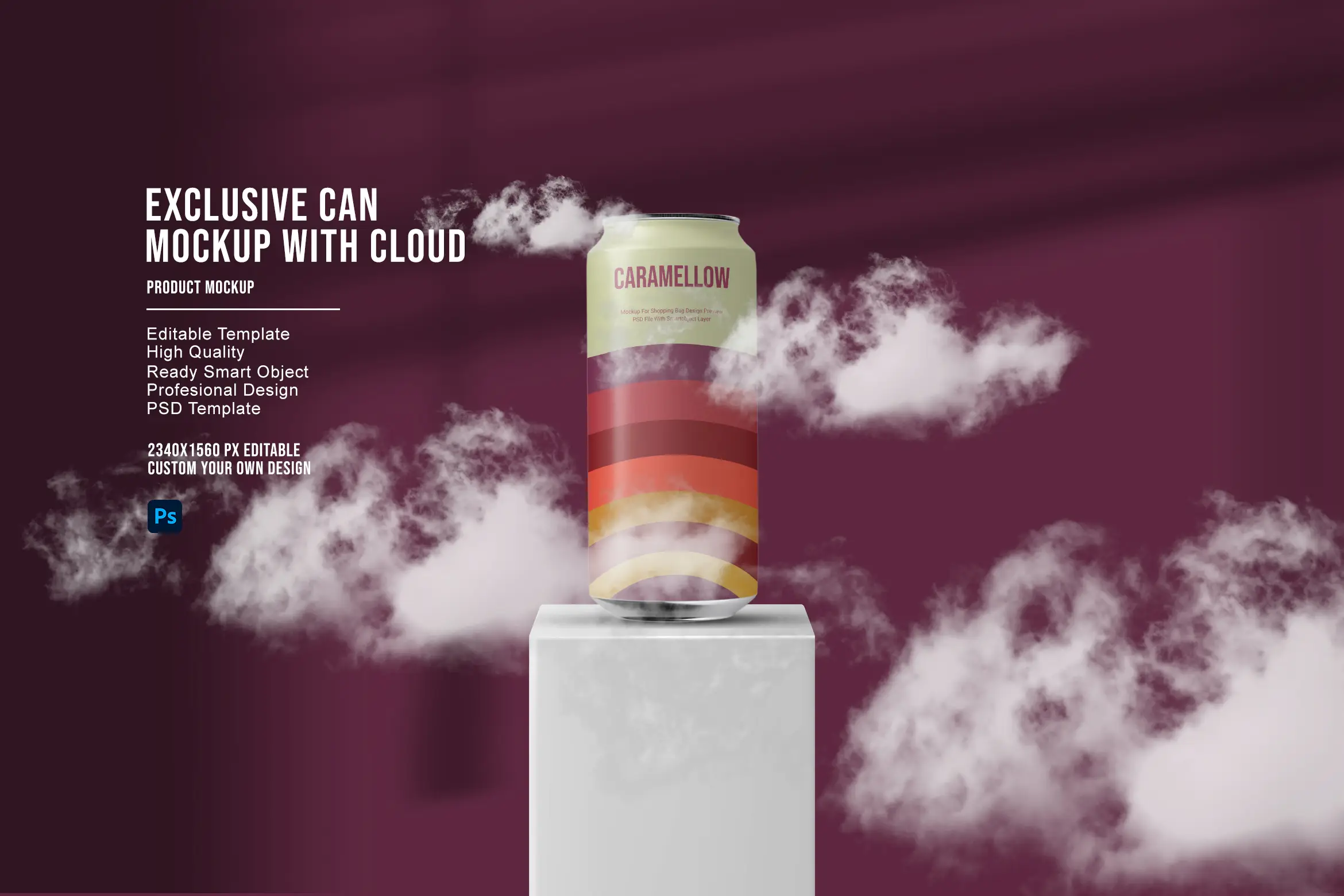 Can With Cloud Mockup
