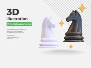 chess game icon with horse knight symbol 3d render illustration
