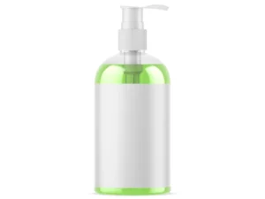 clear bottle with liquid soap mockup