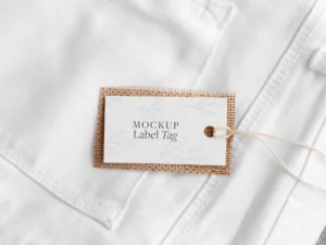 clothing label mock up with textile fabric 1