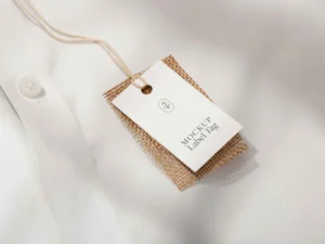 clothing label mock up with textile fabric 2