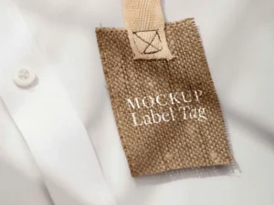 clothing label mock up with textile fabric 3