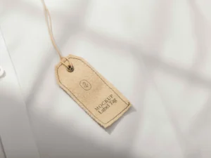 clothing label mock up with textile fabric