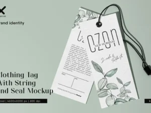 clothing tag with string and seal mockup
