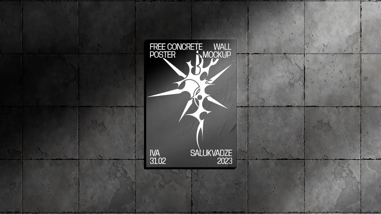 Concrete Wall Poster Mockups Psd