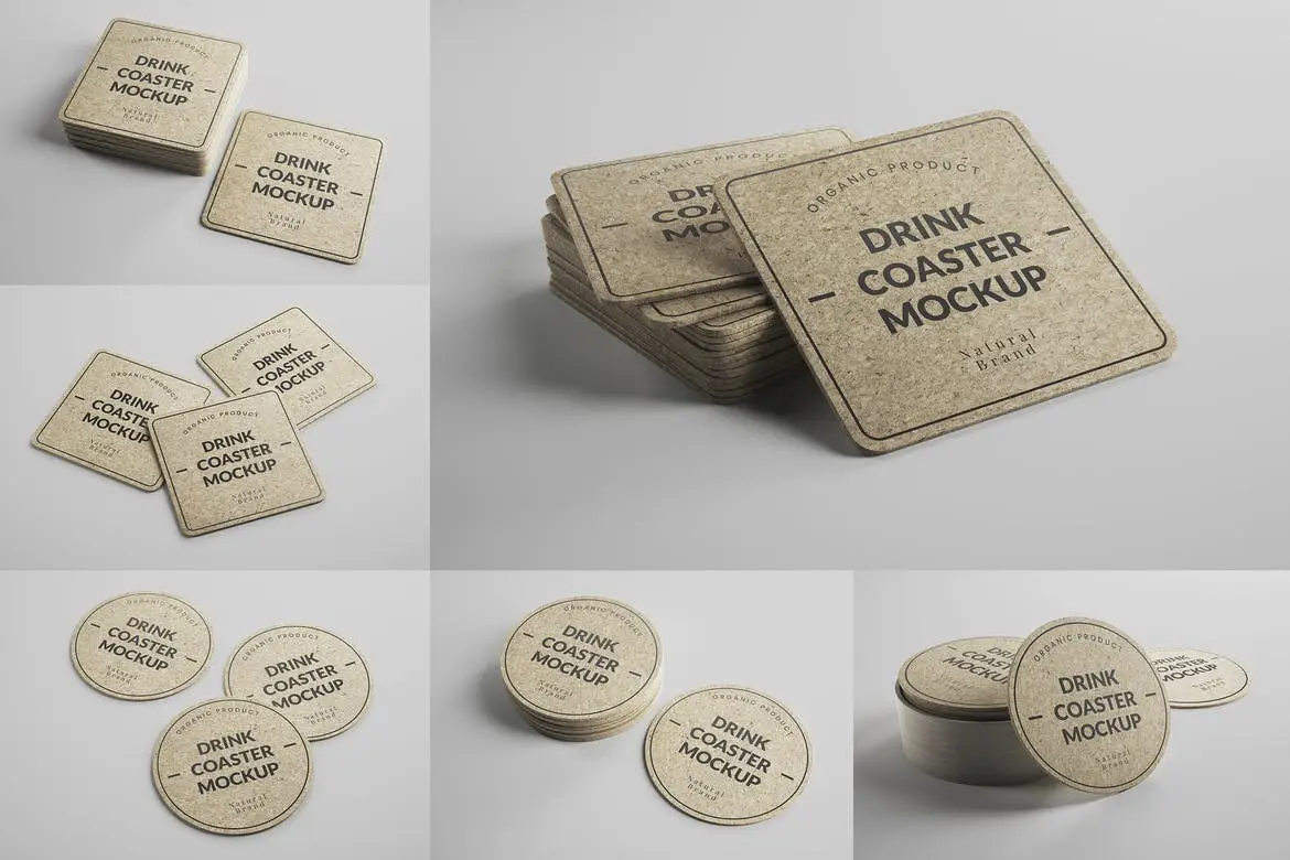 Cork Drink Coaster Mockups