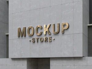 corporate logo mock up on concrete facade