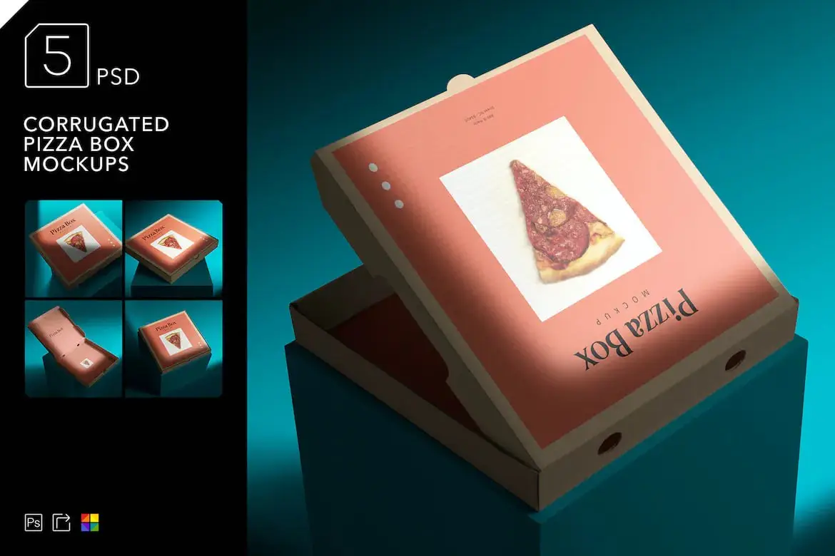 Corrugated Pizza Box Mockups