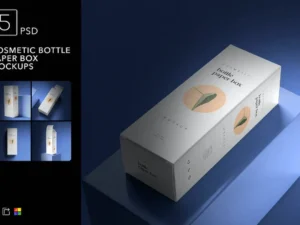 cosmetic bottle paper box mockups