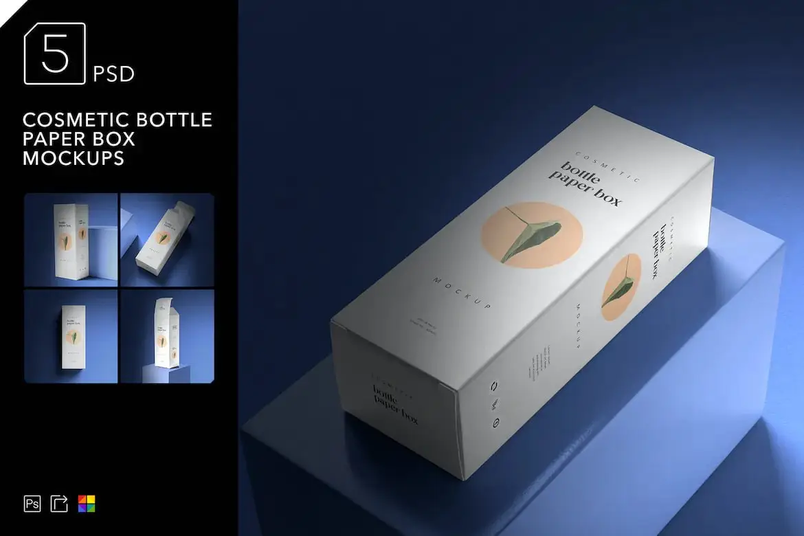 Cosmetic Bottle Paper Box Mockups