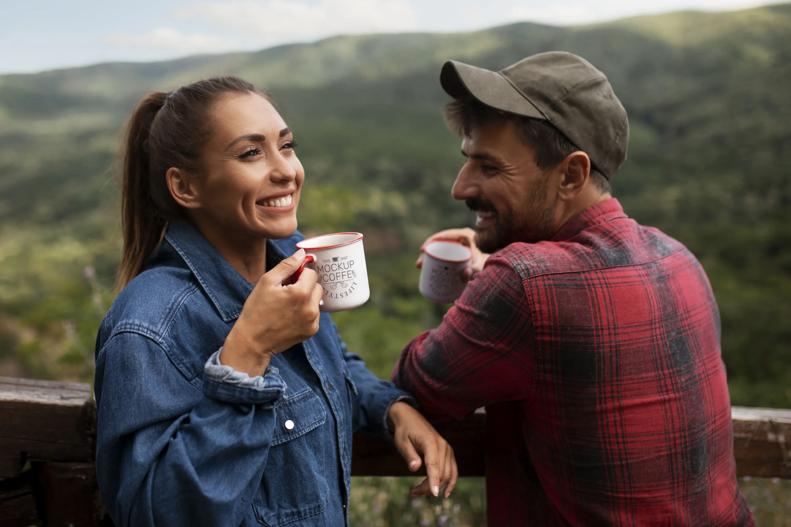 Couple Holding Mugs While Traveling Together In Nature 10 couple holding mugs while traveling together in nature 9