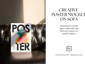 creative poster mockup on sofa