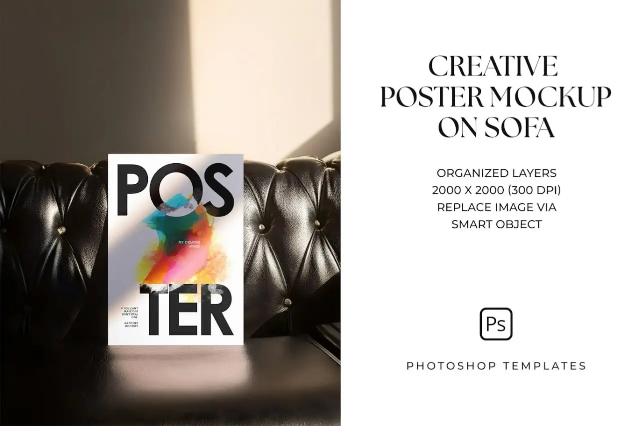 Creative Poster Mockup On Sofa