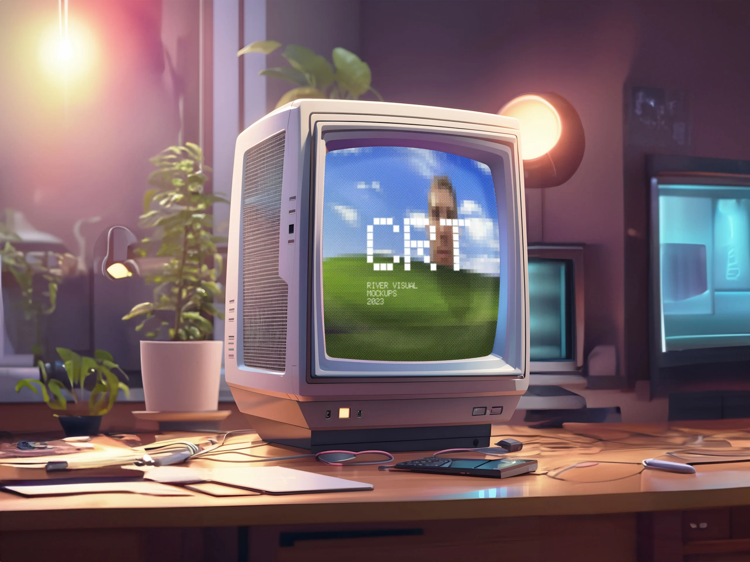 Crt Retro Monitor Mockup