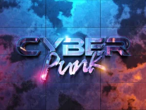 cyberpunk text with neon effect mockup