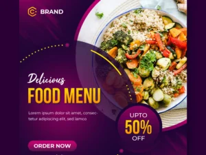 delicious food social media post web banner template