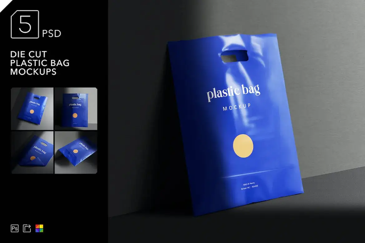 Die Cut Plastic Bag Mockups