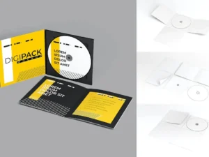 digipack with book mockup set
