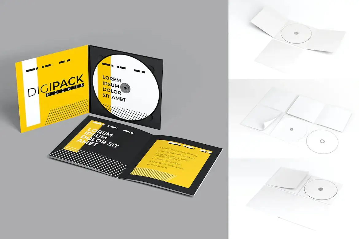 Digipack With Book Mockup Set