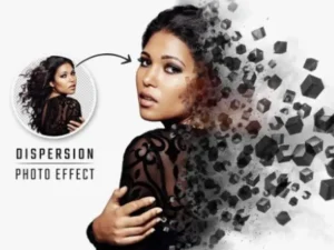 dispersion photo effect with cubes and explosion