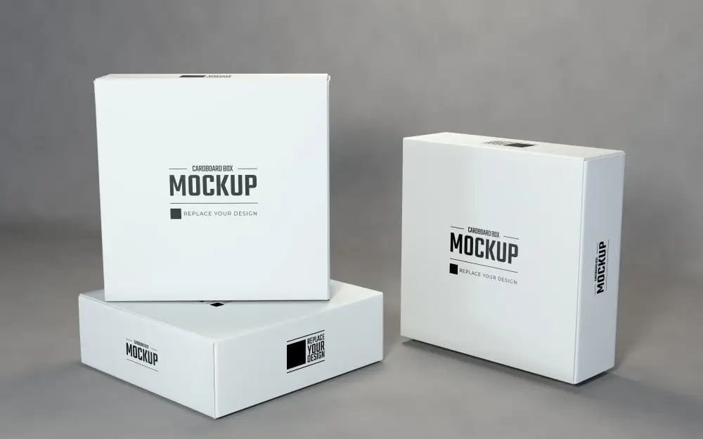 Display White Square Cardboard Boxes Mockup 9 display white square cardboard boxes mockup 10